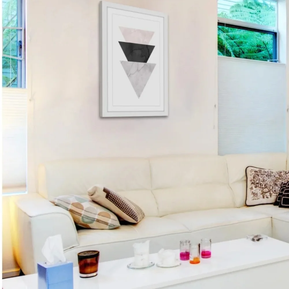 Marmont Hill Triangle Stack Framed Wall Art NWT